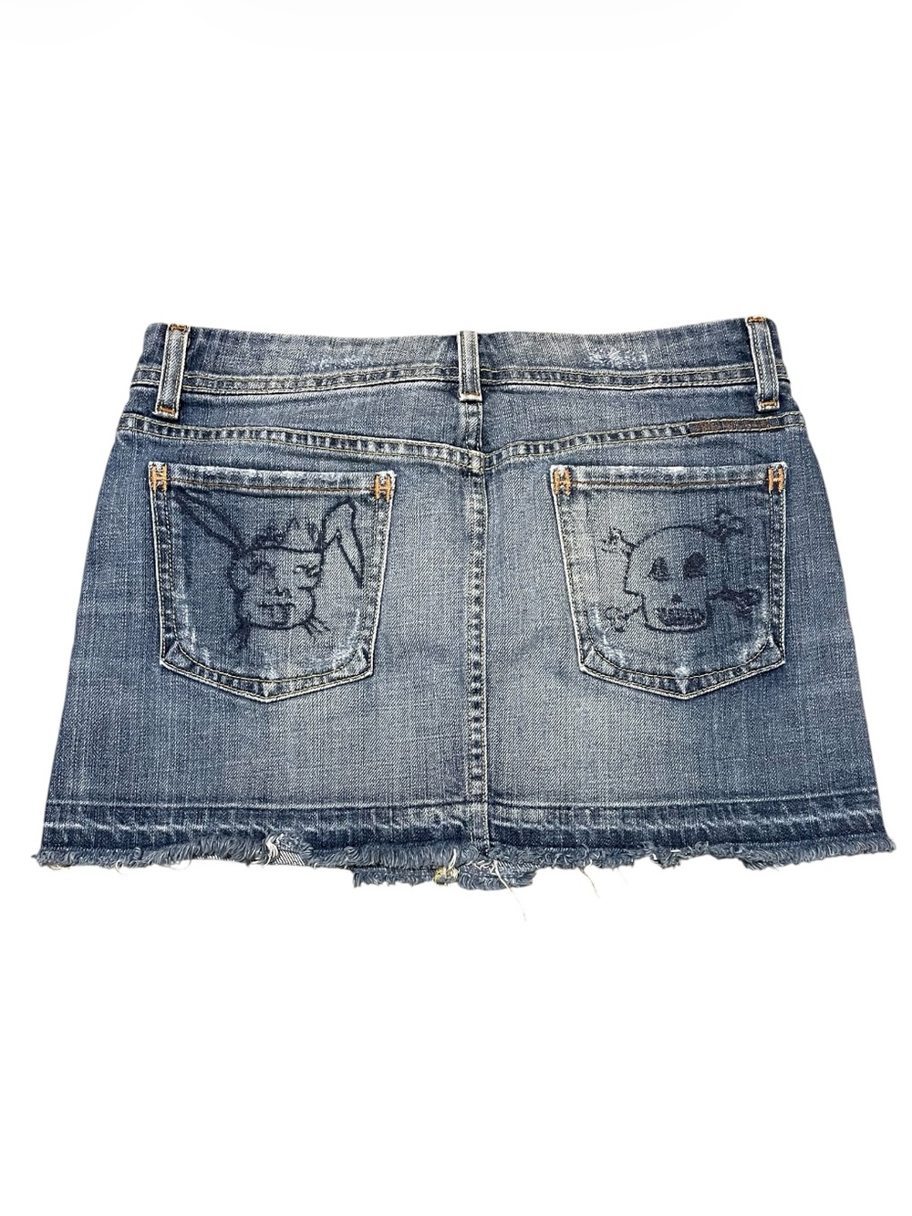 RARE Women's Citizens of Humanity x Jerome Dahan Denim Mini Skirt Bunny Skull 6